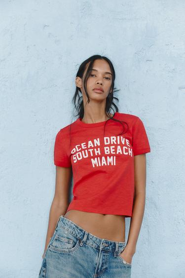 FLAME TEXT T-SHIRT - Red by Zara - Image 0