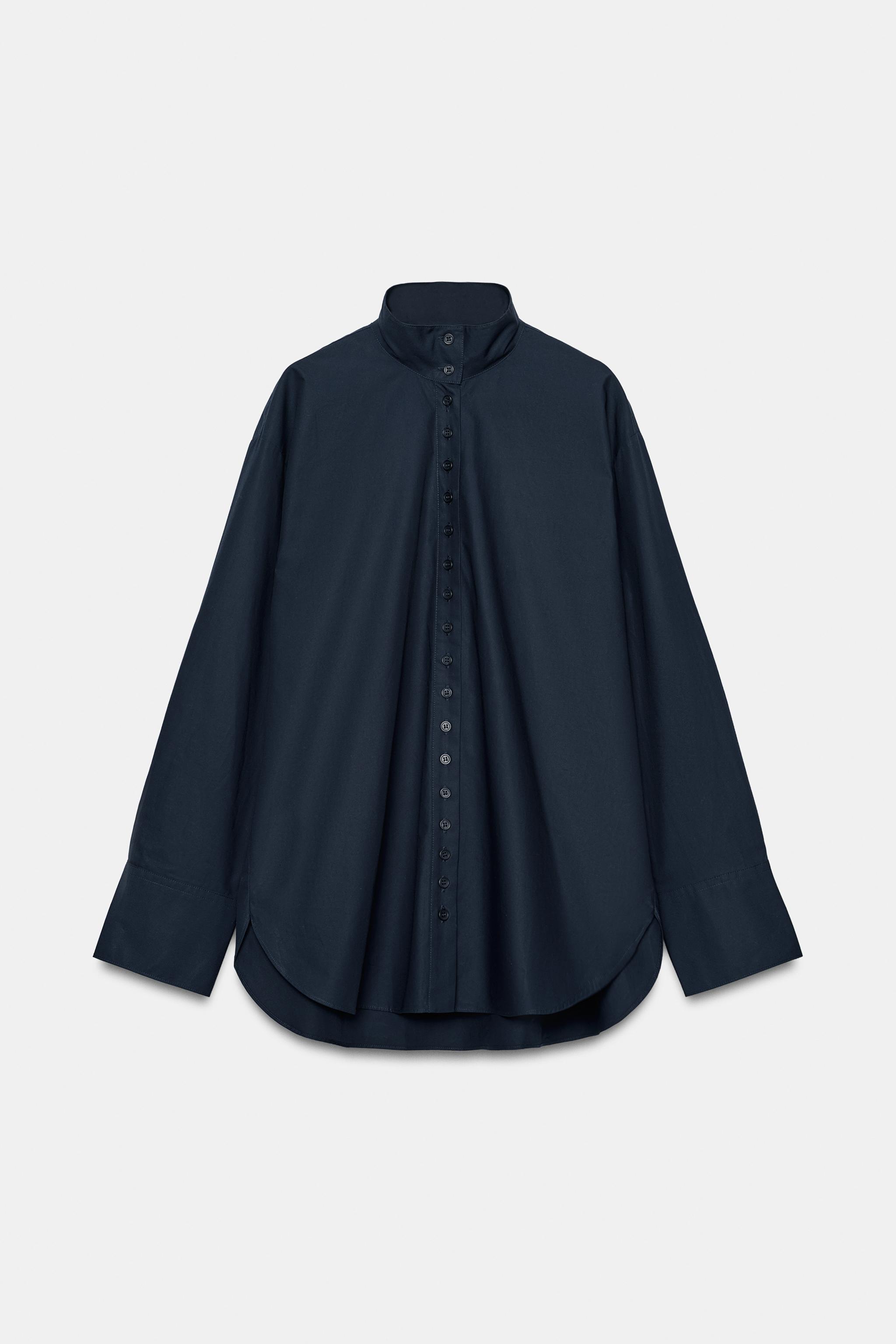 ZW COLLECTION HIGH NECK SHIRT - Navy blue | ZARA India