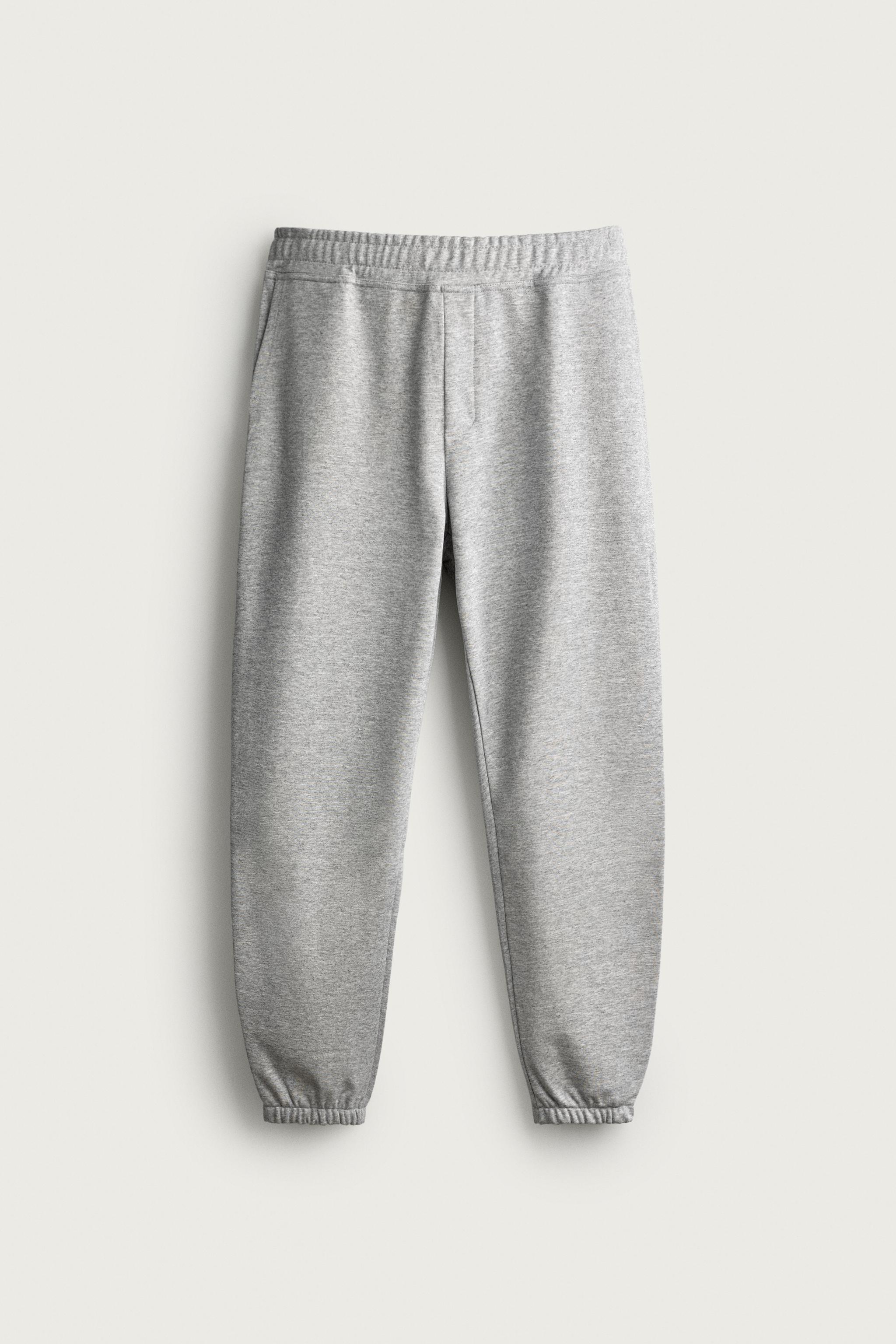 BASIC REGULAR FIT JOGGING PANTS — Gray marl