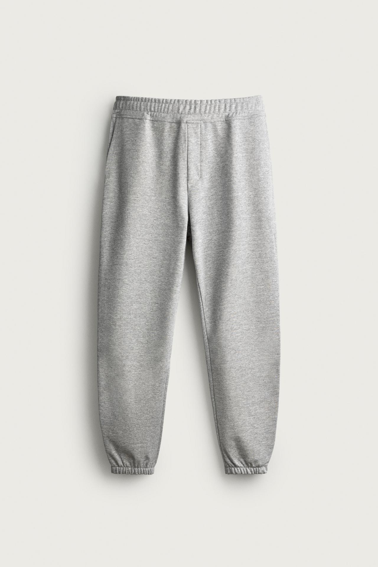 BASIC REGULAR FIT JOGGER PANTS — Gray marl