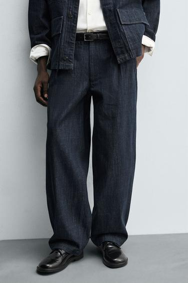 PANTALLONA DOKU DENIM BARREL FIT - Blu indiane nga Zara