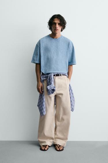 T-SHIRT RELAXED FIT FLAMÉ DÉLAVÉ - Bleu de Zara - Image 0