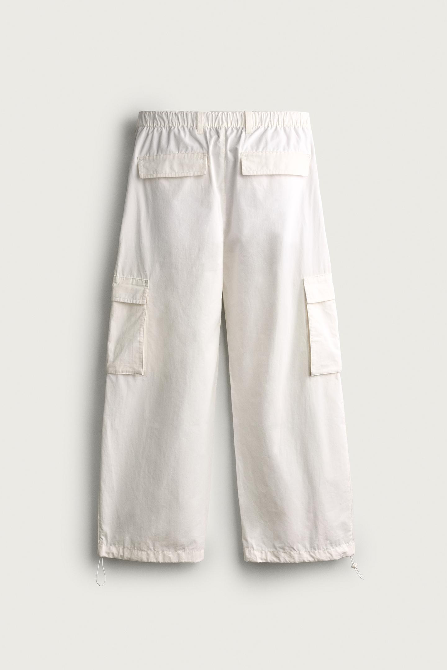 Мужские брюки Zara Relaxed Fit Cargo, цвет: Белый — фото 8