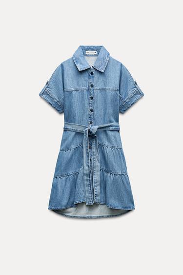 VESTIDO DENIM CINTURÓN - Azul medio de Zara
