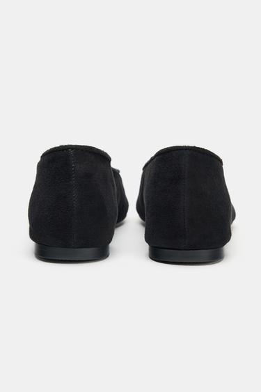 FLAT SUEDE BALLET FLATS - Black by Zara - Image 4