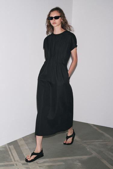 VESTITO MIDI PIEGHE ZW COLLECTION - Nero di Zara