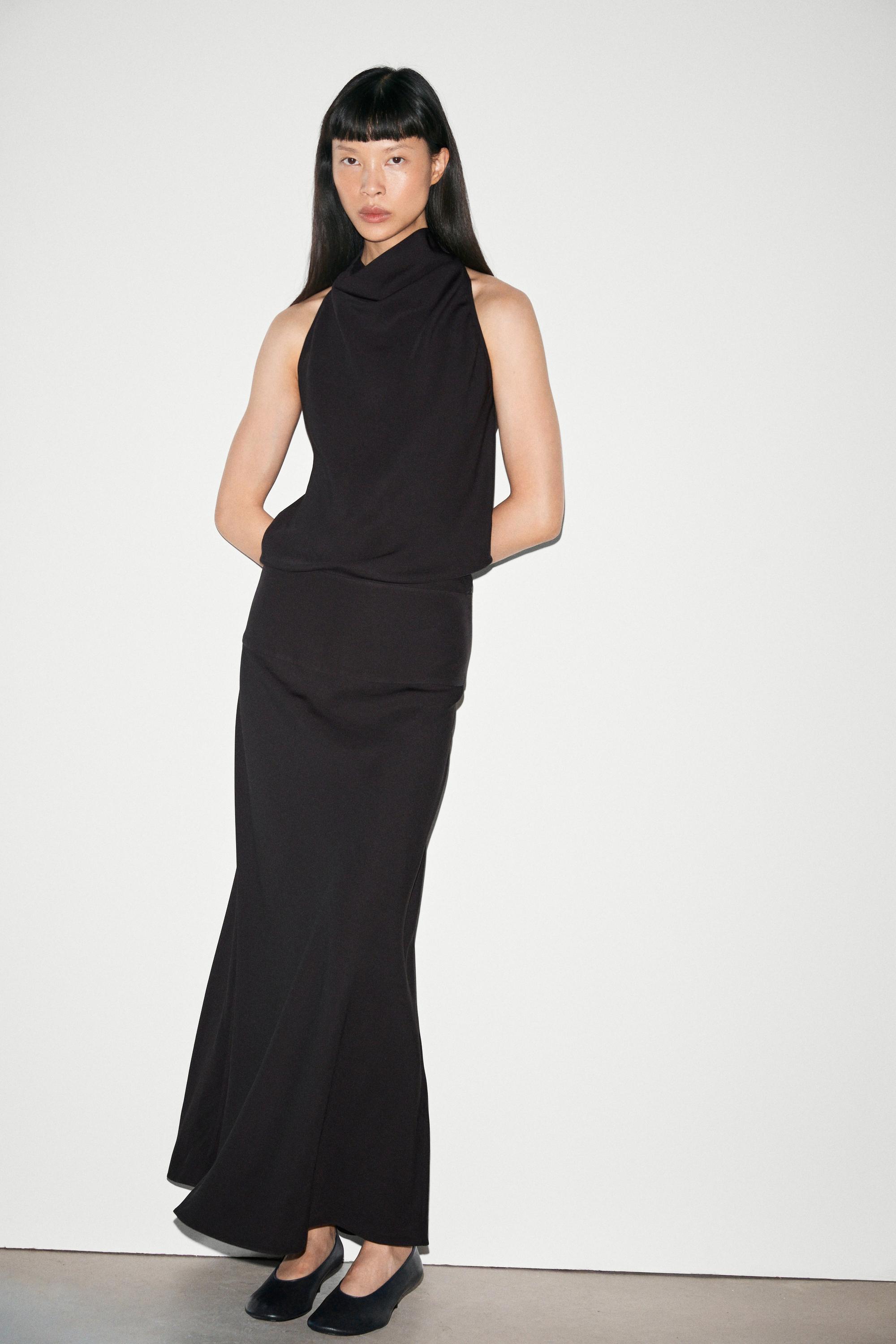 Halter midi dress with waistband detail