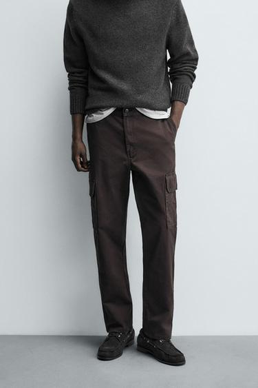 PANTALÓN CARGO TWILL - Chocolate de Zara