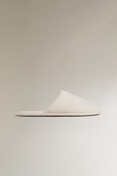 Zara LINEN SLIPPERS - Beige