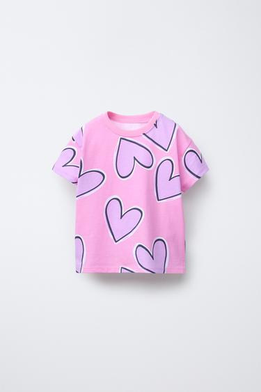 PRINTED T-SHIRT - Light mauve by Zara