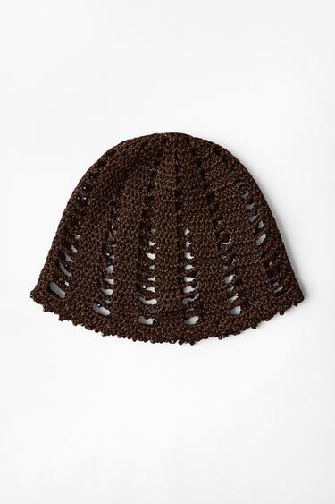 CROCHET SKULLCAP WITH BEADS - Brown by Zara