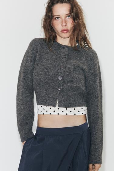 Zara SOFT KNIT CARDIGAN - Mid-gray