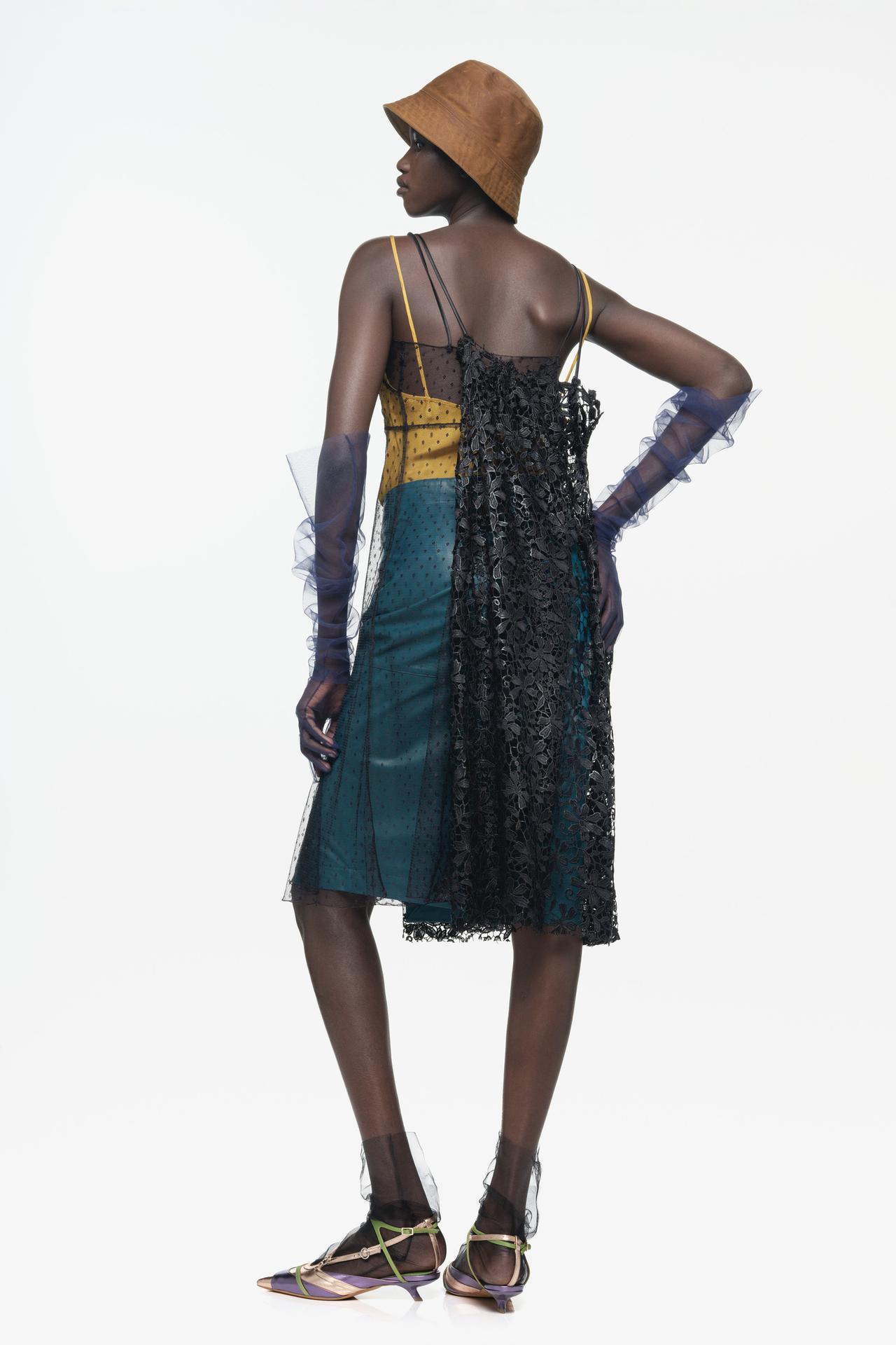 LIMITED EDITION 100% LEATHER MIDI SKIRT — Light blue
