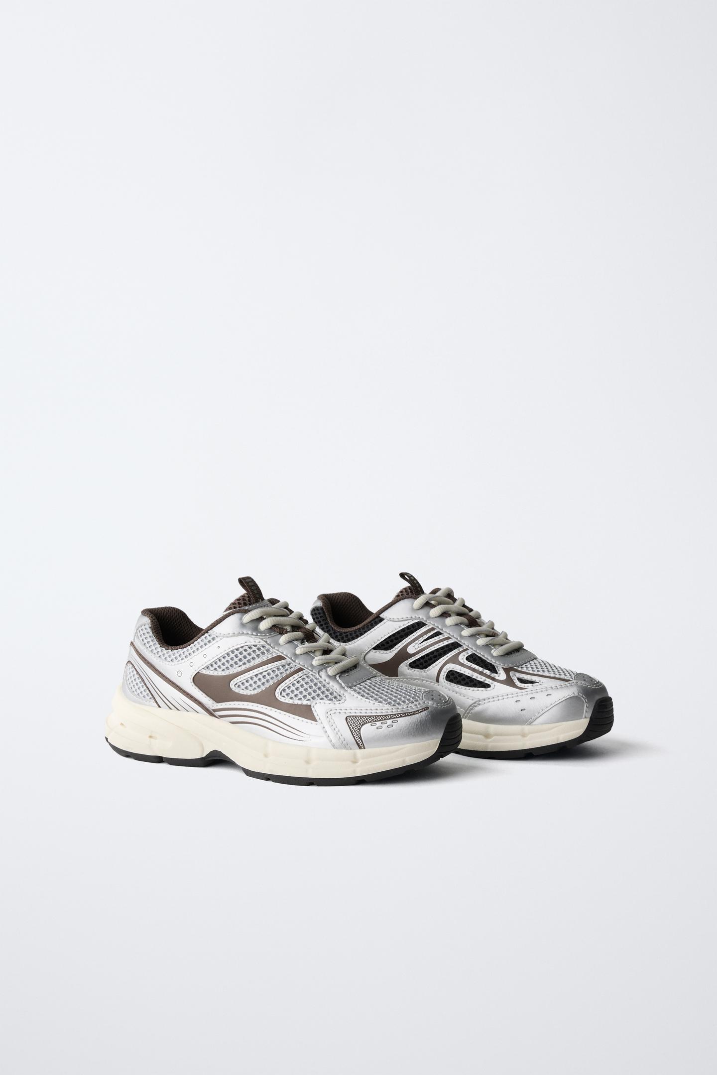 Детские кроссовки Zara Technical Mesh, цвет: Коричневый — фото 2