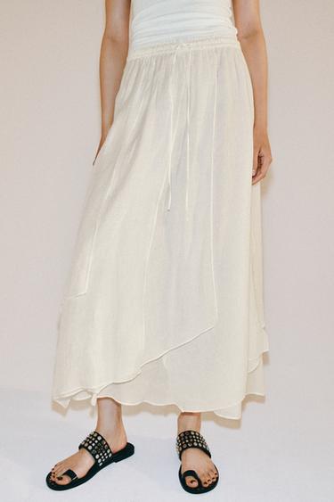 Zara FLUIDNA MIDI SUKNJA ZW COLLECTION – Ekru