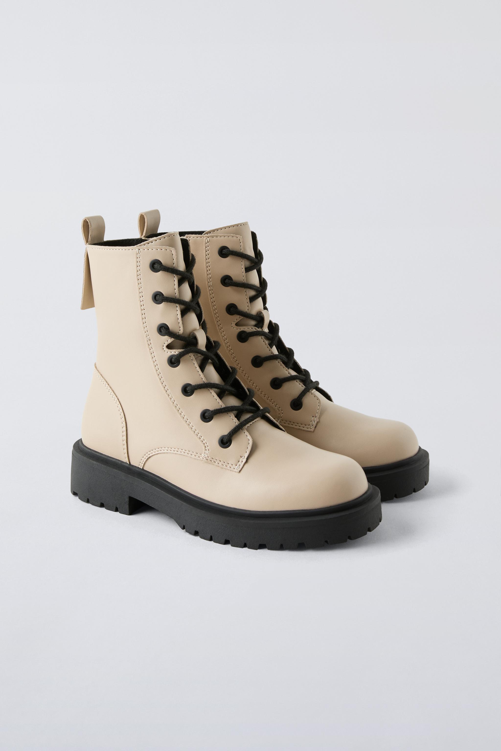 LACED ANKLE BOOTS Off White ZARA Canada