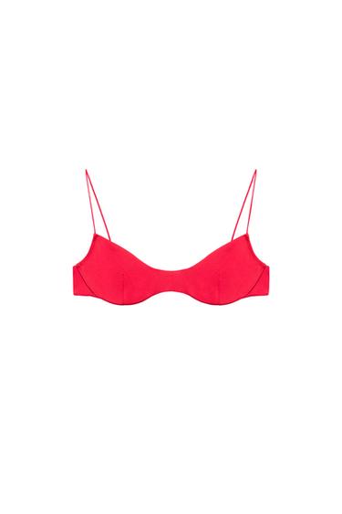 PLAIN UNDERWIRED BIKINI TOP - Red by Zara