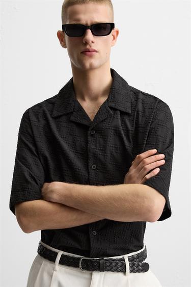 GEOMETRIC EMBROIDERY SHIRT - Black by Zara - Image 5