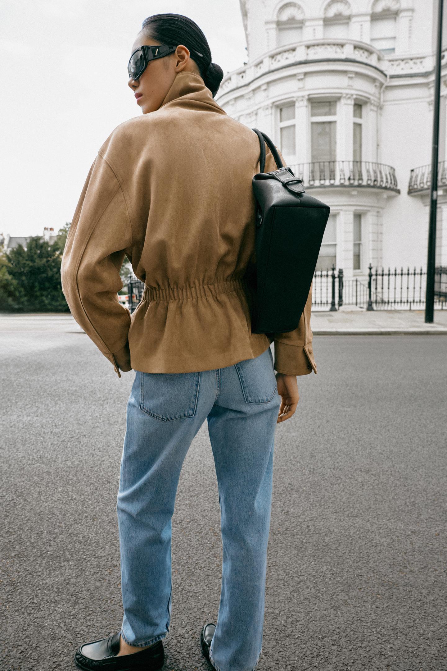 Женская куртка Zara Faux Suede Belted, цвет: Тёмный верблюжий — фото 5