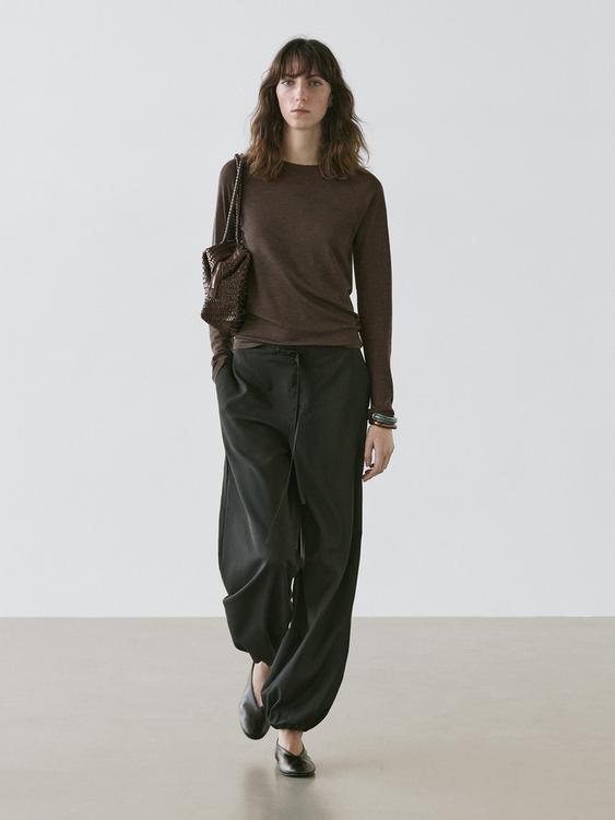 Wool T-shirt with raglan sleeves