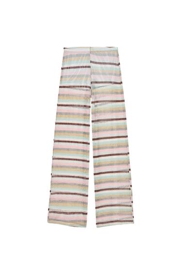 STRIPED METALLIC THREAD TROUSERS
