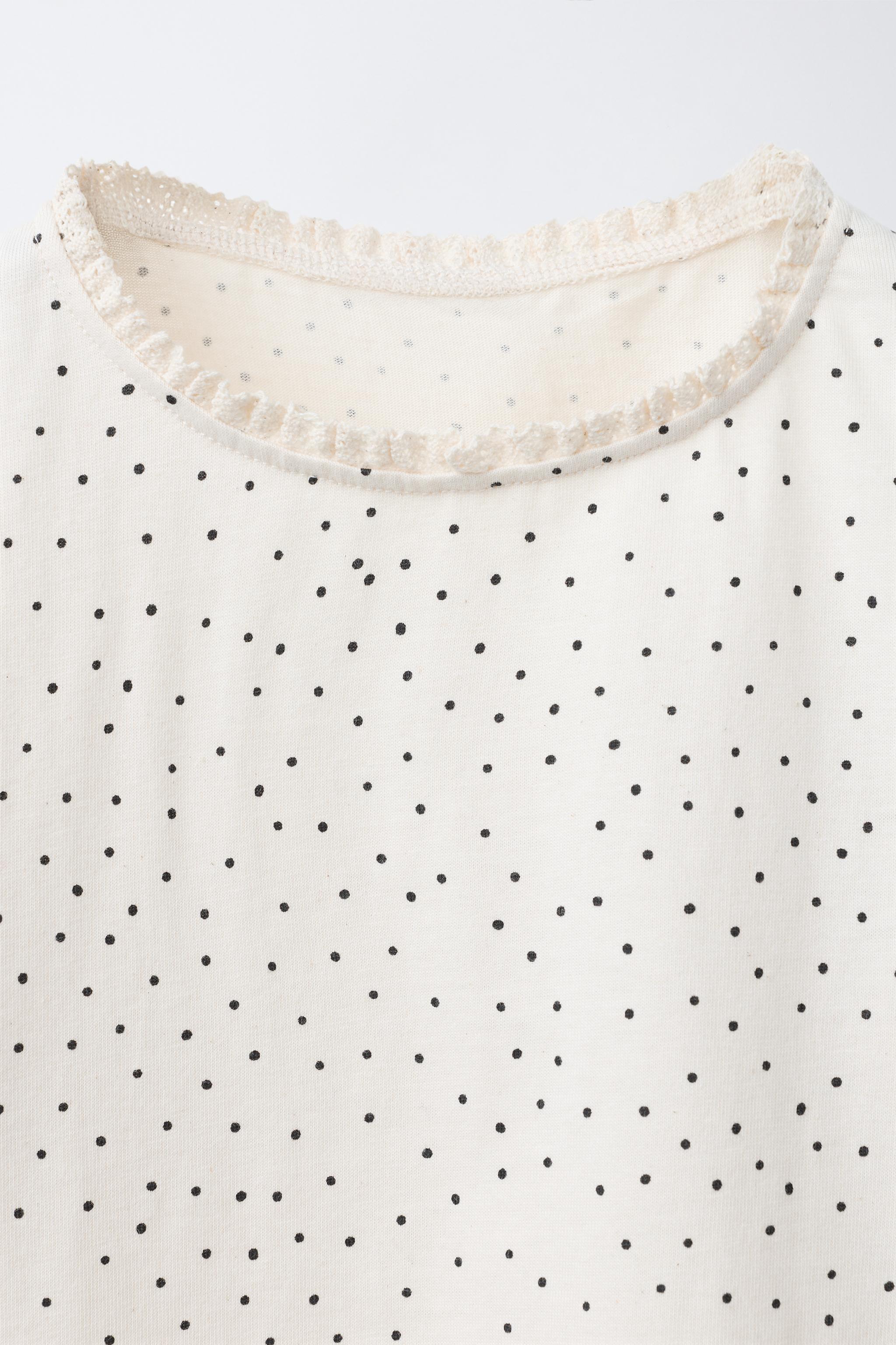 POLKA DOT LACE T-SHIRT