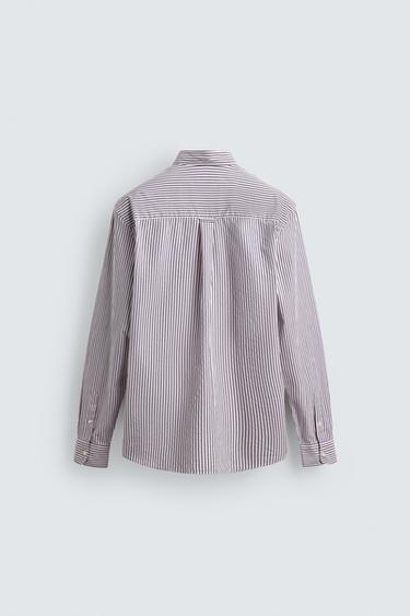 CHEMISE REGULAR FIT À RAYURES - Rose / Blanc de Zara - Image 7