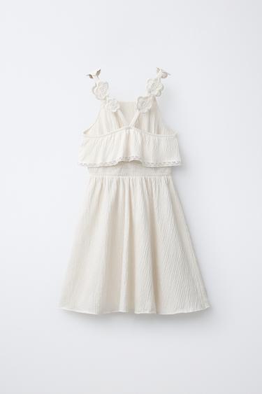 EMBROIDERED FLORAL DRESS - Ecru by Zara - Image 1