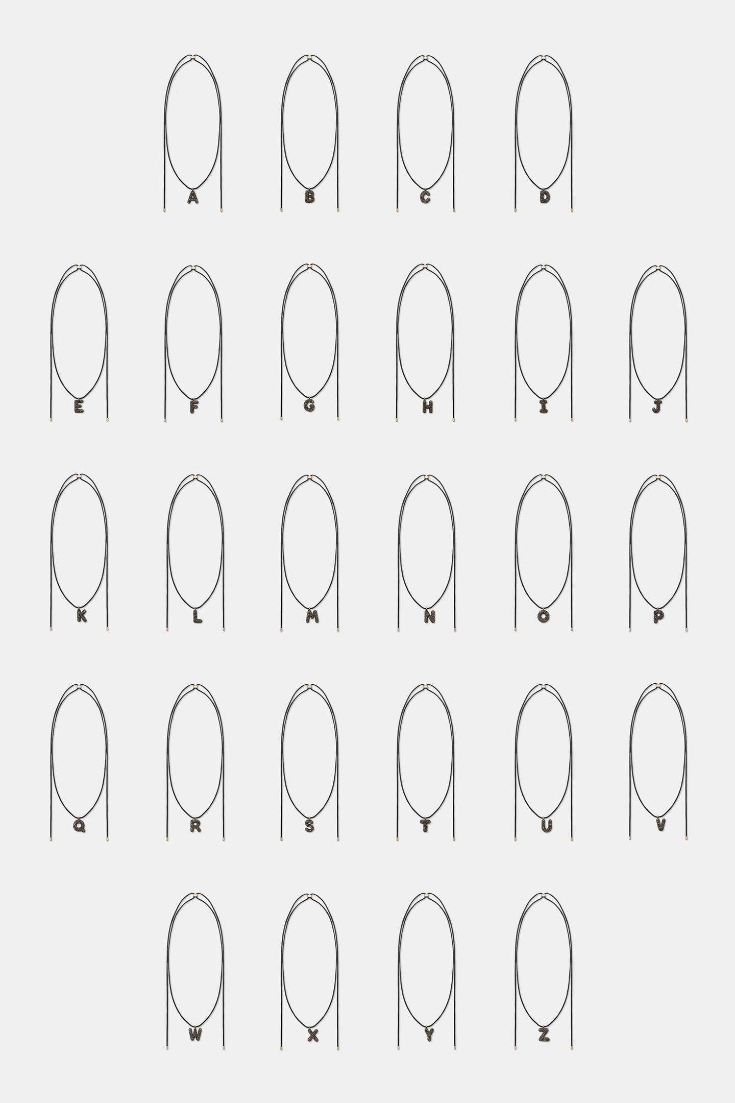 Женское колье Zara Letter Cord, цвет: Антрацитовый серый — фото 4