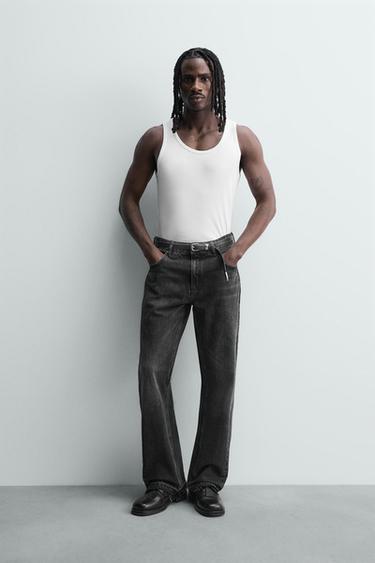 RIPPED FLARE FIT JEANS - Charcoal by Zara