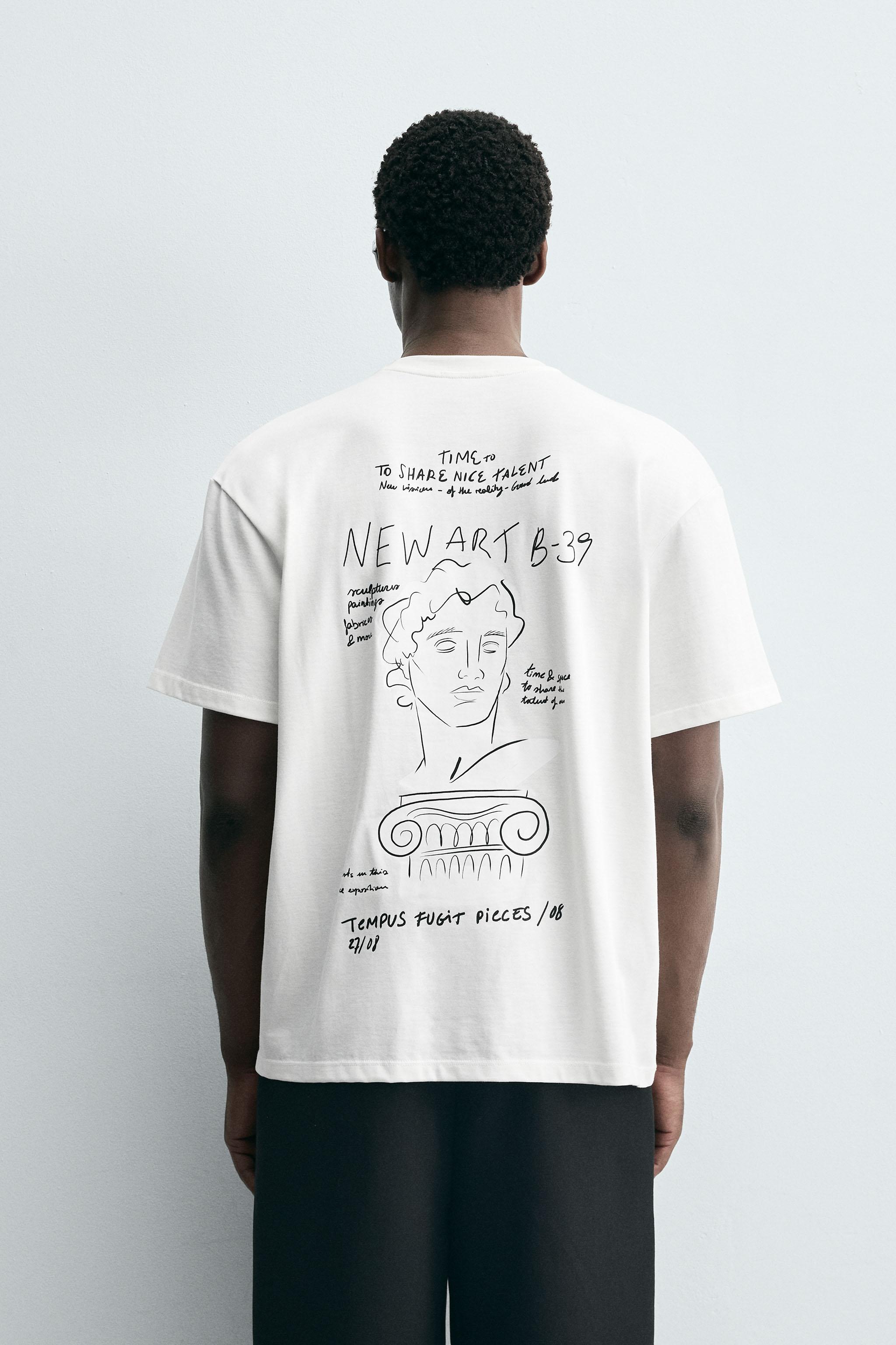 EMBROIDERED TEXT T-SHIRT - White | ZARA Canada