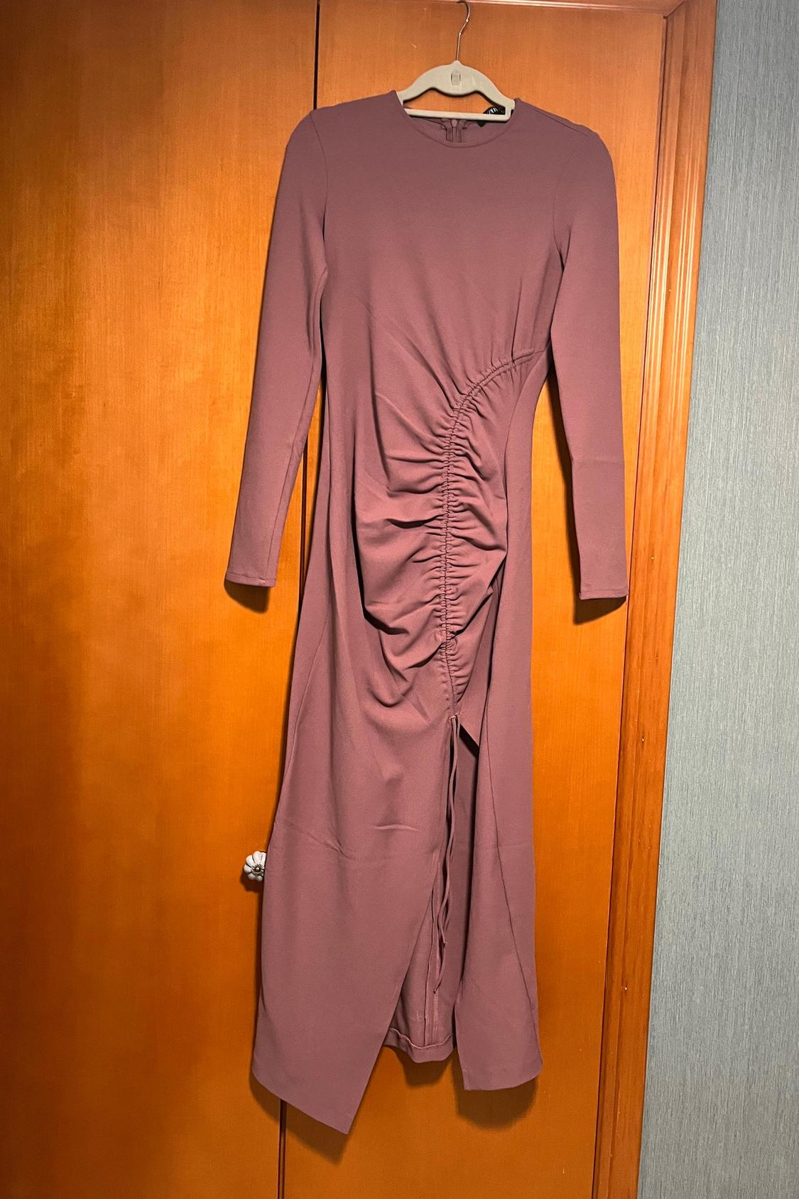 MIDI DRESS WITH SIDE GATHERING
