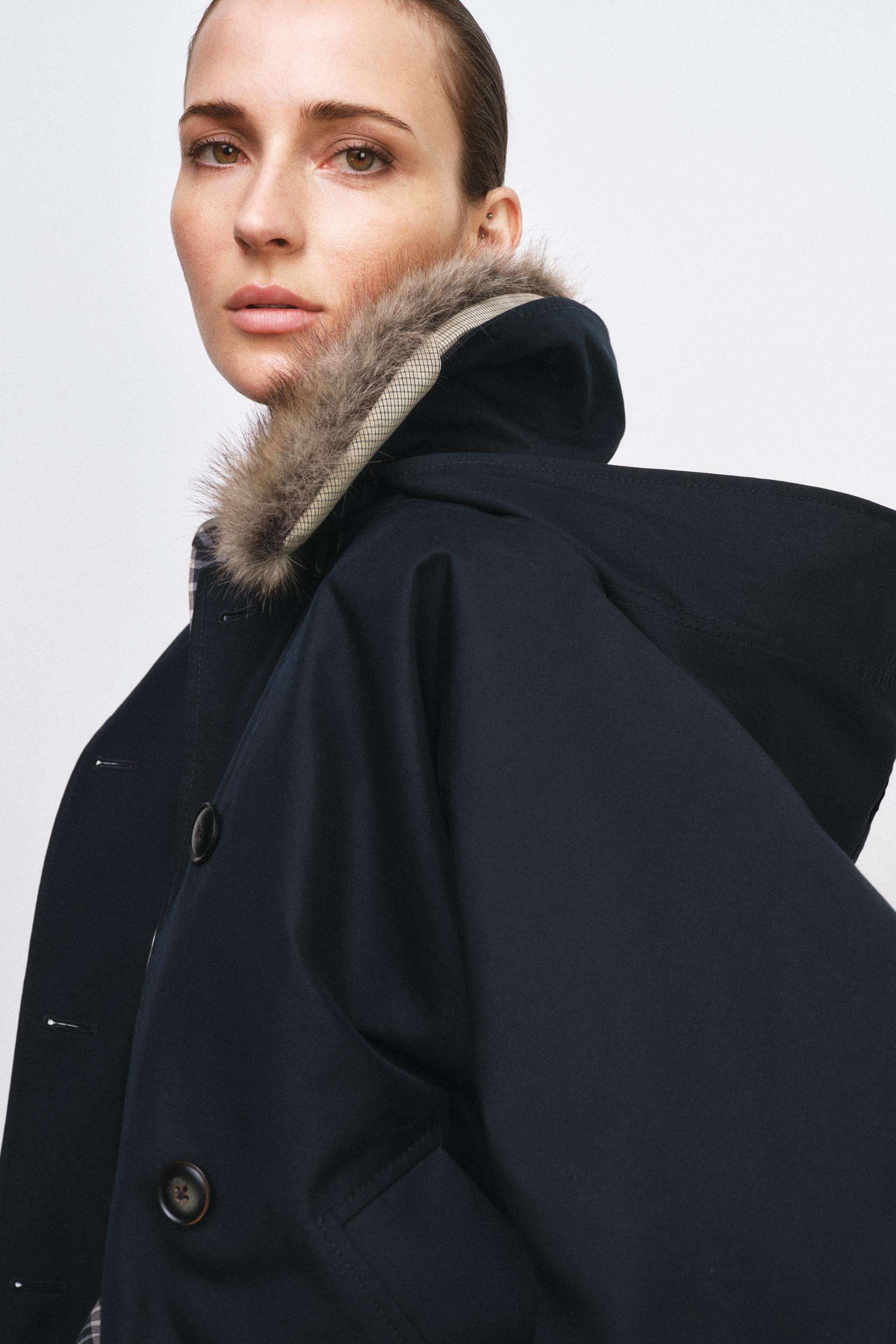 ZW COLLECTION FAUX FUR COLLAR TRENCH COAT