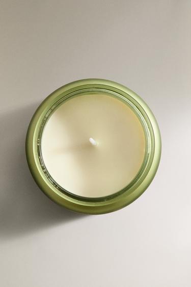 (240 G) BERGAMOT & GERANIUM, MUGUET SCENTED CANDLE - Green / Grass by Zara - Image 3