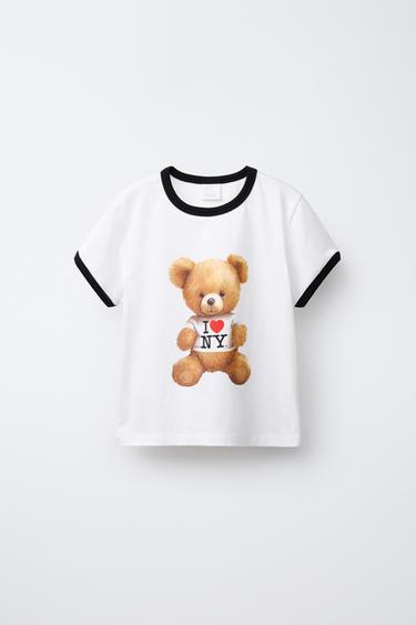 CAMISETA ESTAMPADO OSO - Blanco roto de Zara - Imagen 0