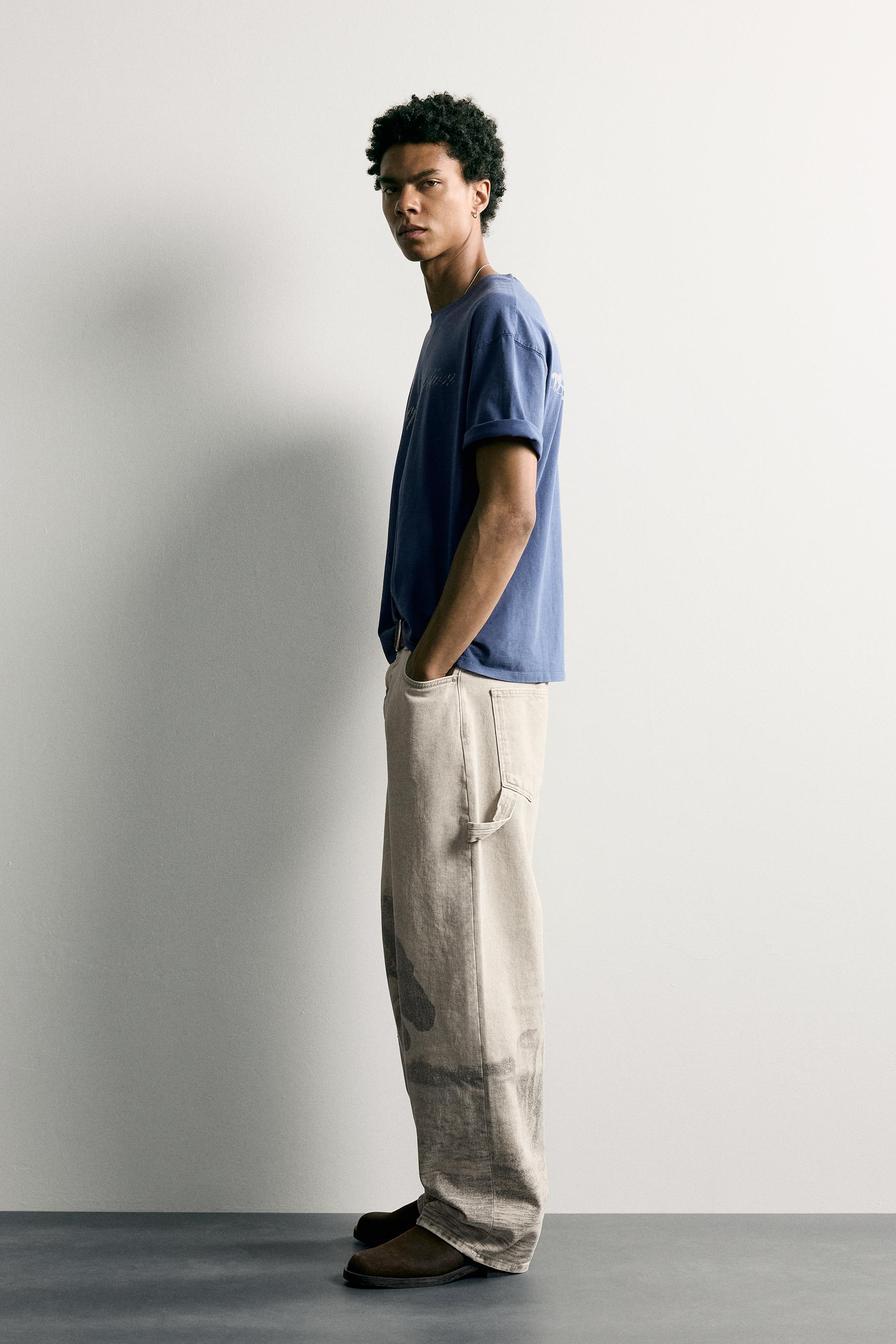 Мужские брюки Zara HORSE PRINT BALLOON FIT PANTS — фото 4