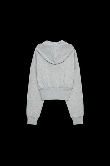 CROP-SWEATSHIRT MIT METALLIC-GARN - Grau meliert von Zara