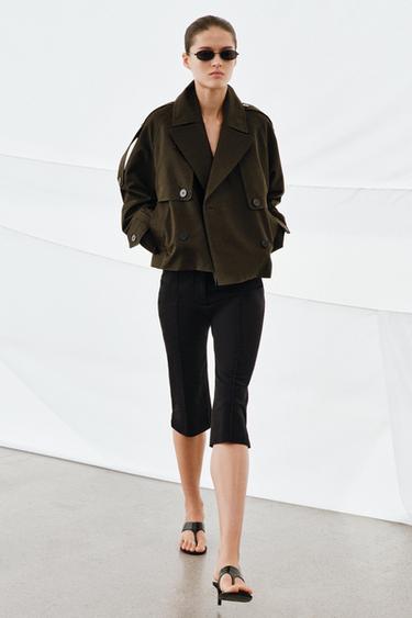 TRENCH CORTO WATER REPELLENT ZW COLLECTION - Khaki oscuro de Zara - Imagen 0