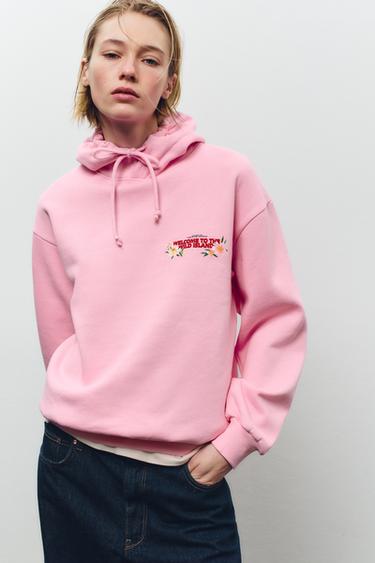HOODED SWEATSHIRT WITH PRINT - Pink by Zara