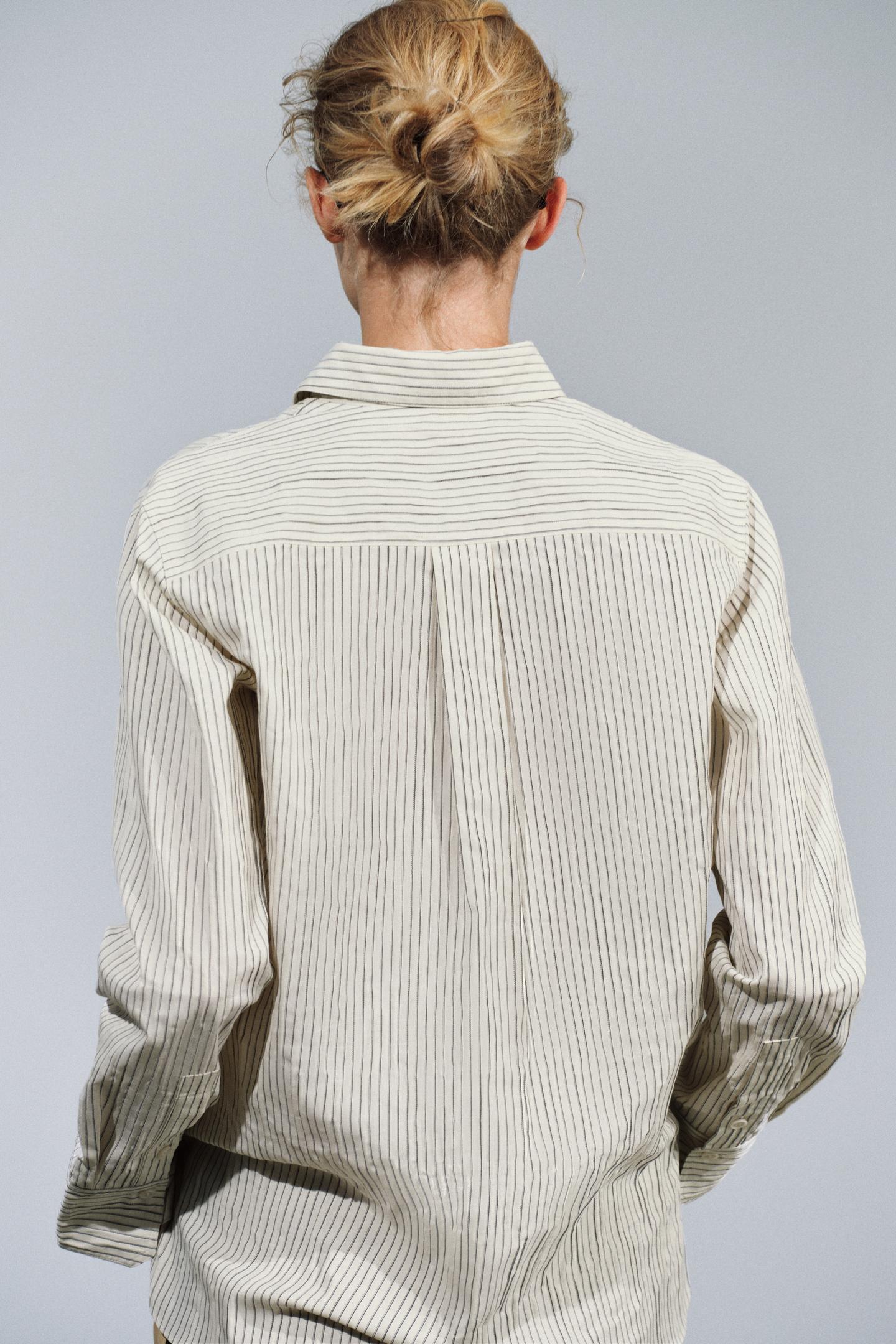 Женская рубашка Zara ZW Collection Striped, цвет: Чёрный / Белый — фото 3