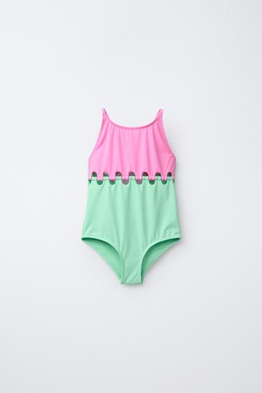 Zara 6-14 YEARS/ KNOTTED CUT-OUT SWIMSUIT - Pink / Mauve - Image 0