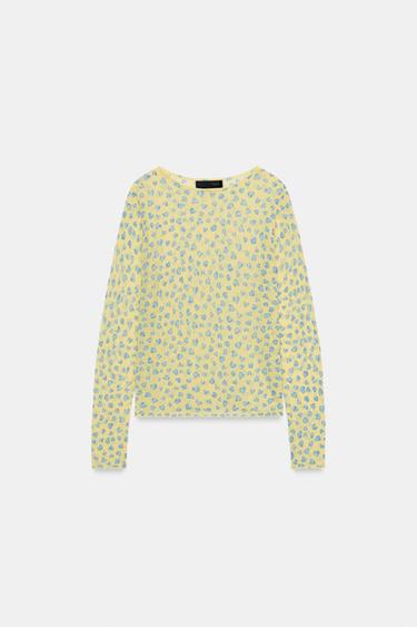 SEMI-SHEER KNIT TOP WITH HEARTS - only one by Zara - Image 3