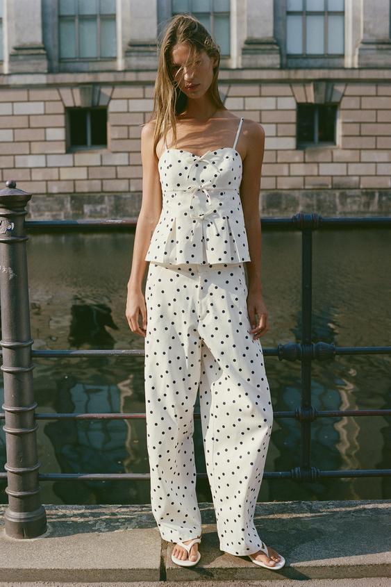 POLKA DOT BARREL TROUSERS - Blue/White by Zara - Image 0