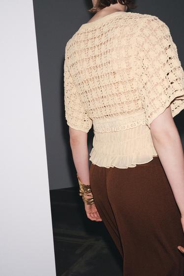 GILET COMBINÉ EN MAILLE - Abricot de Zara - Image 4