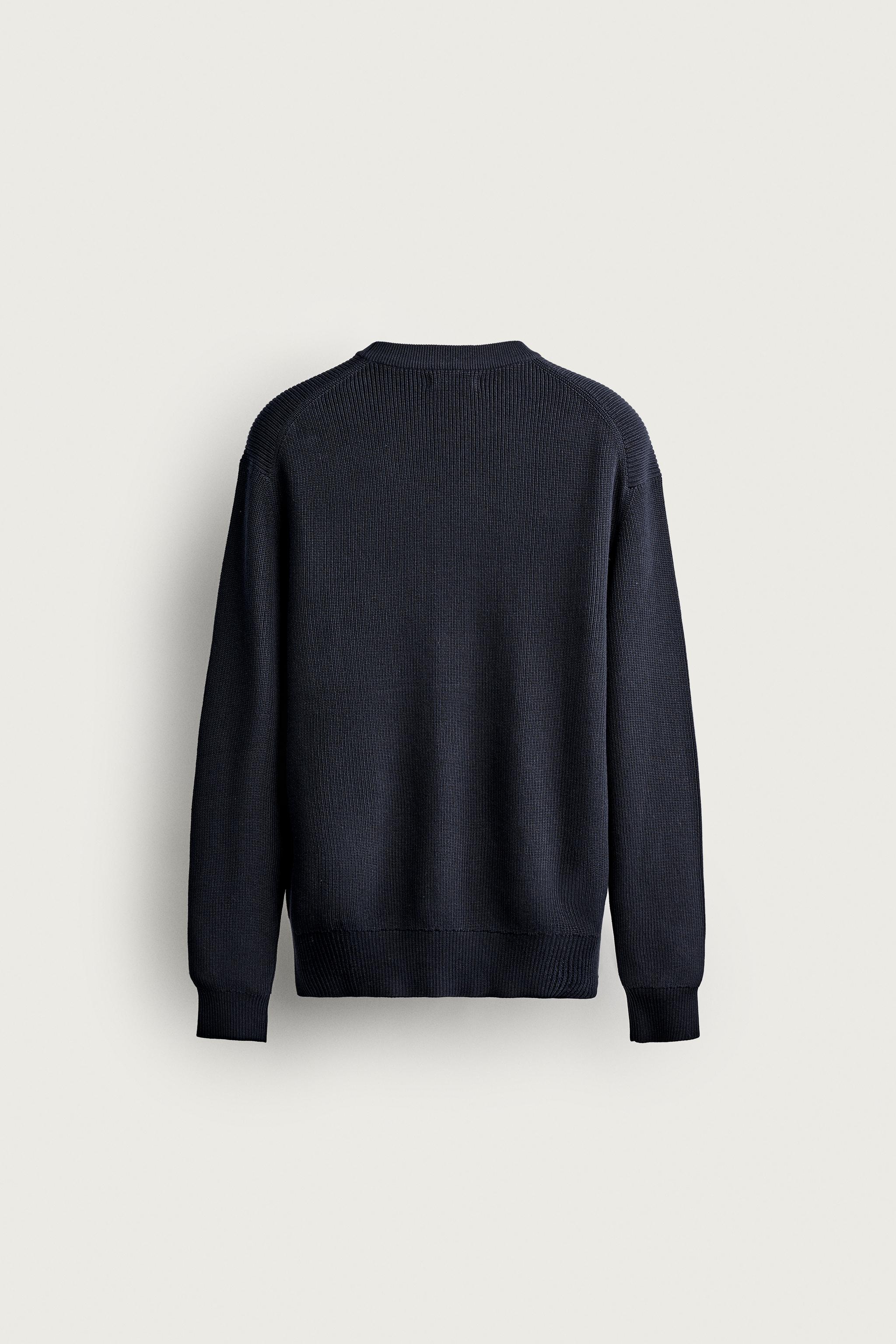 REGULAR FIT PURL KNIT JUMPER — Navy blue