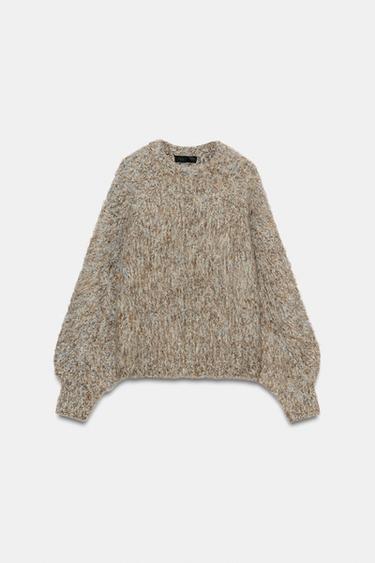 KNIT PUFF SLEEVE JUMPER - Grey / Blue by Zara - Image 0