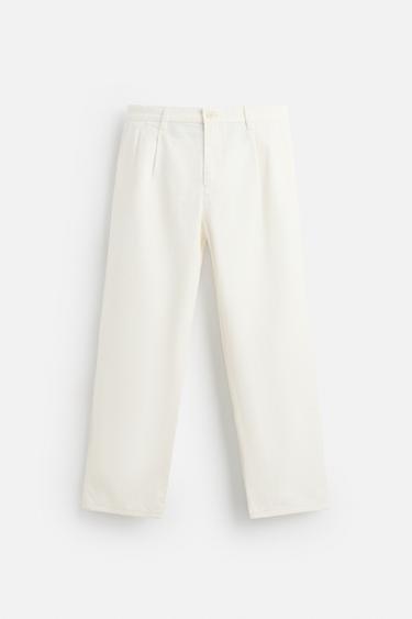 PANTALON RELAXED FIT PLIS - Blanc cassé de Zara - Image 6
