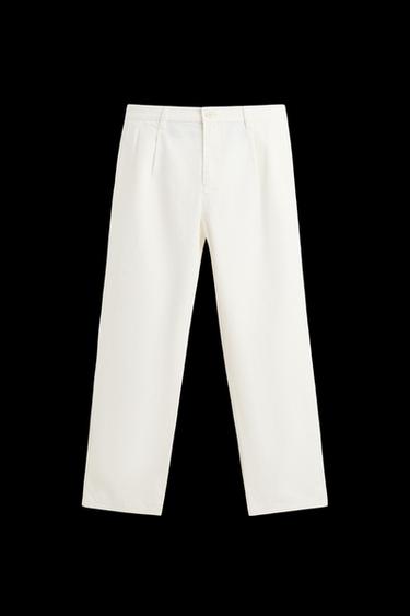 Zara REGULAR FIT PLEATED PANTS - Oyster-white - Image 0