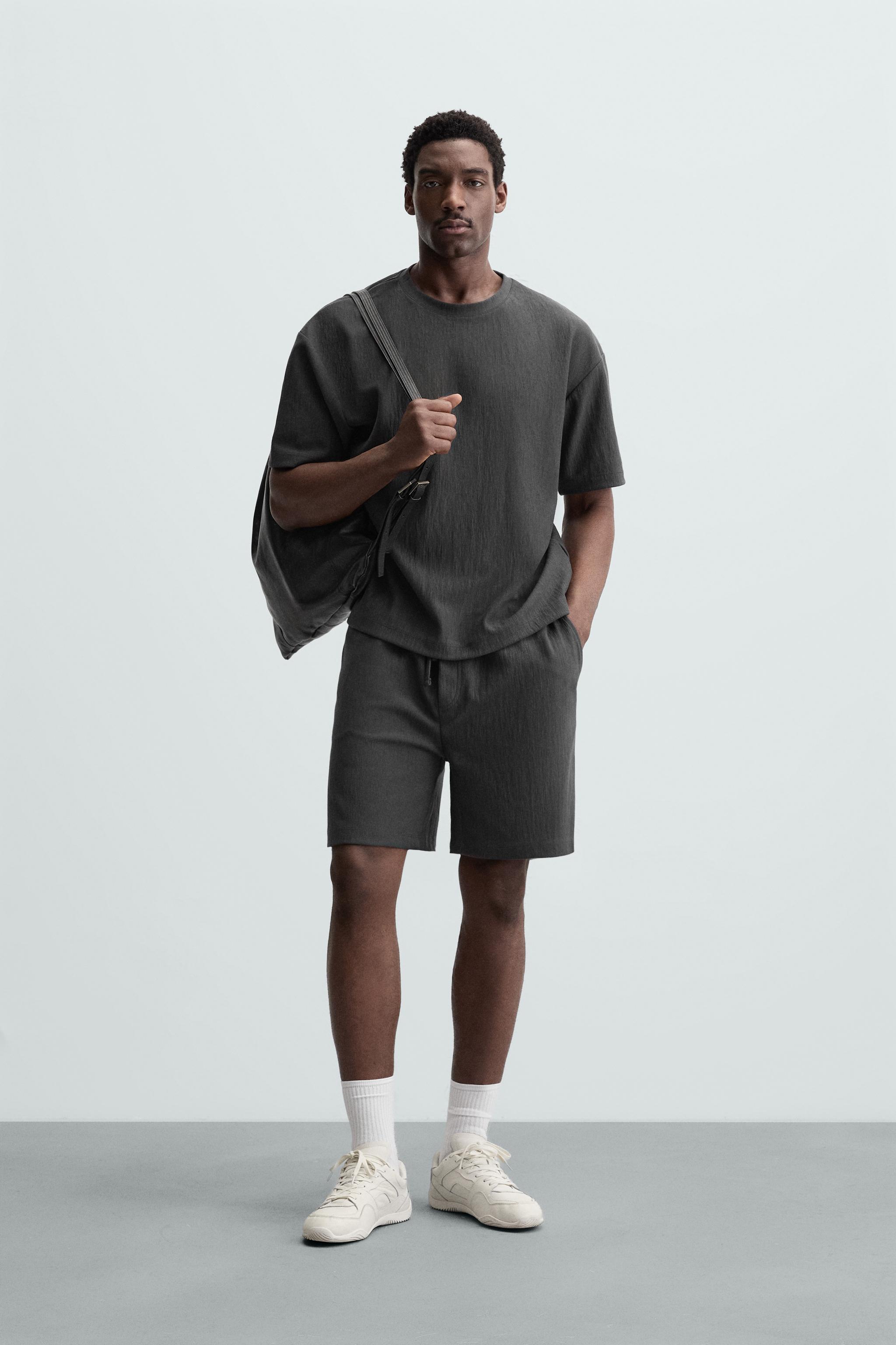 TEXTURED JOGGER BERMUDA SHORTS - Oyster-white | ZARA New Zealand