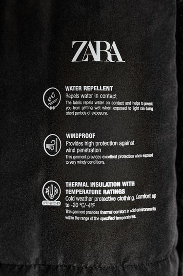 VESTE REMBOURRÉE À CAPUCHE EFFET FOURRURE DÉPERLANTE ET COUPE-VENT - Noir de Zara - Image 4